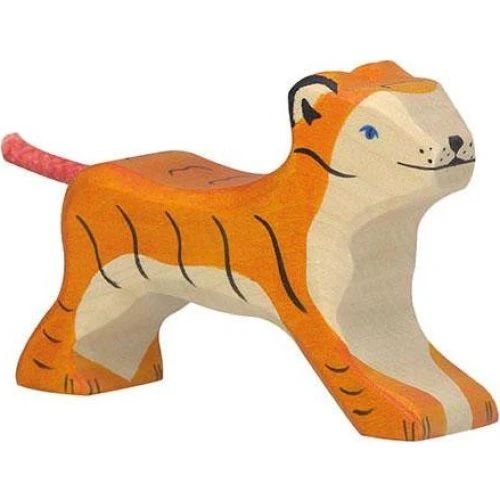 Holztiger Tigerunge i træ - lille håndlavet figur