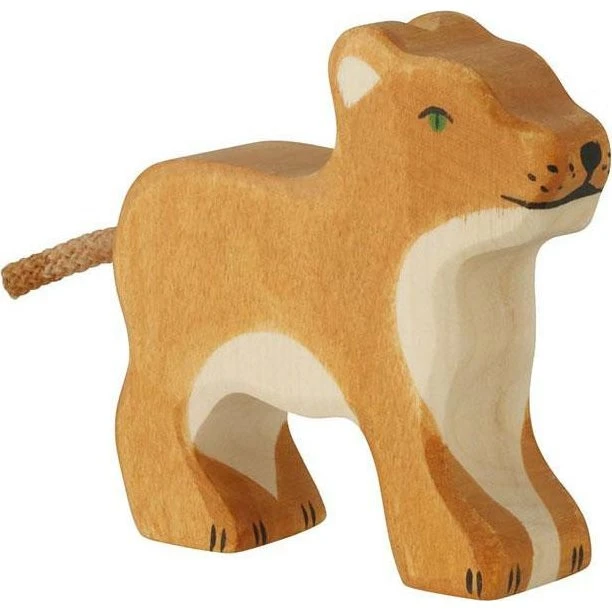 Holztiger Løve i træ - lille håndlavet figur