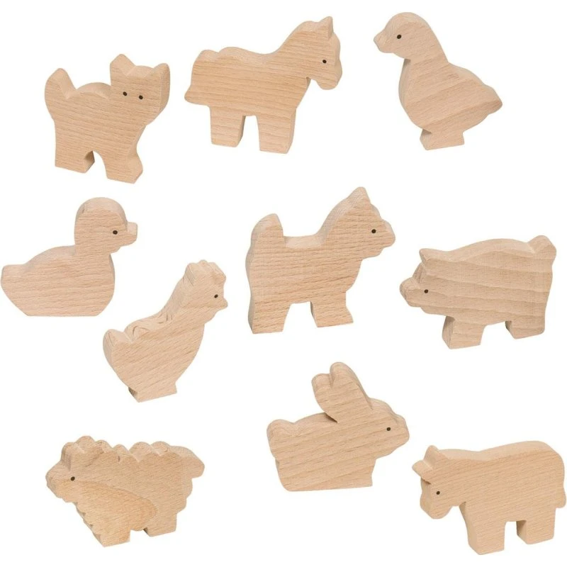 Goki Wooden Farm Animals - 10 stk. træfigurer