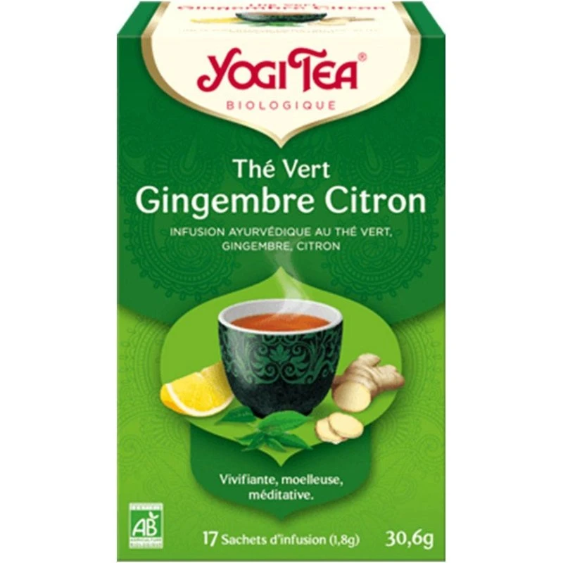 Yogi Tea Økologisk Grøn Te med Ingefær og Citron, 17 poser