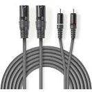 Nedis Balanced lydkabel 1,5 m – mørkegrå (2x XLR→2x RCA)