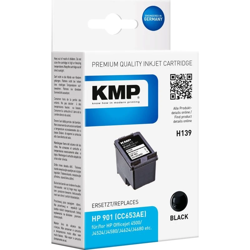 KMP H139 Sort Blækpatron - Kompatibel med HP 901 - 200 sider