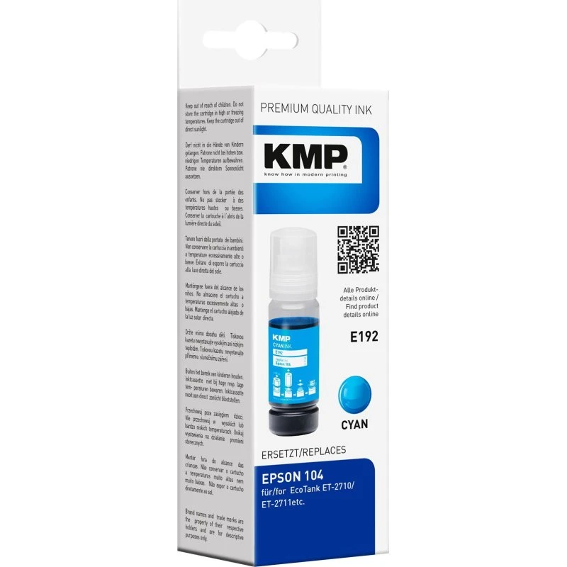 KMP E192 Cyan Blækrefill 70 ml til Epson EcoTank