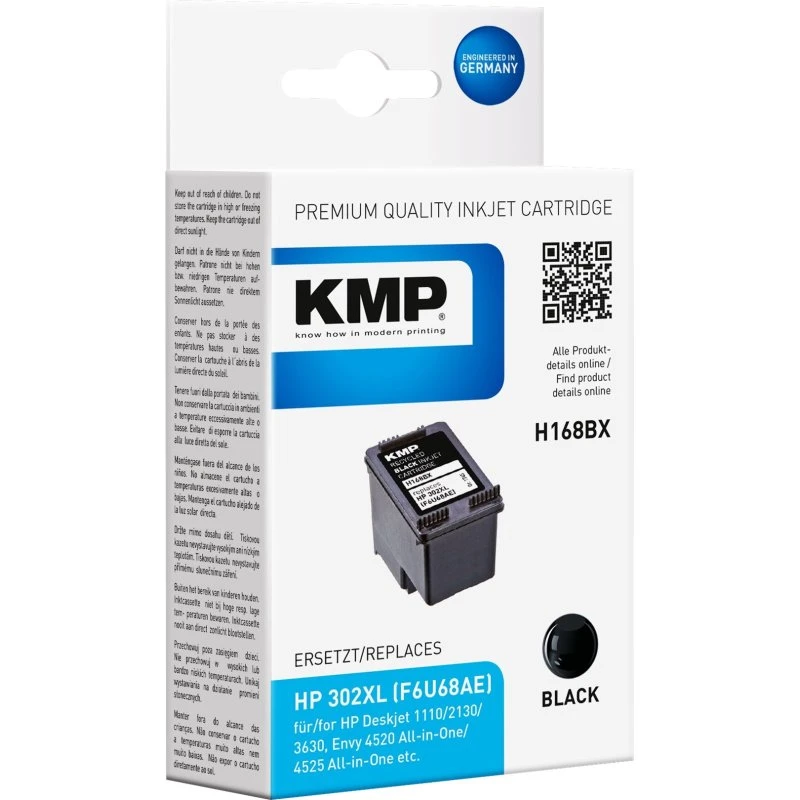 KMP H168BX Sort Blækpatron til HP 302XL - 550 sider