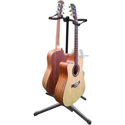 vidaXL justérbart dobbelt guitarstativ foldbart i stål