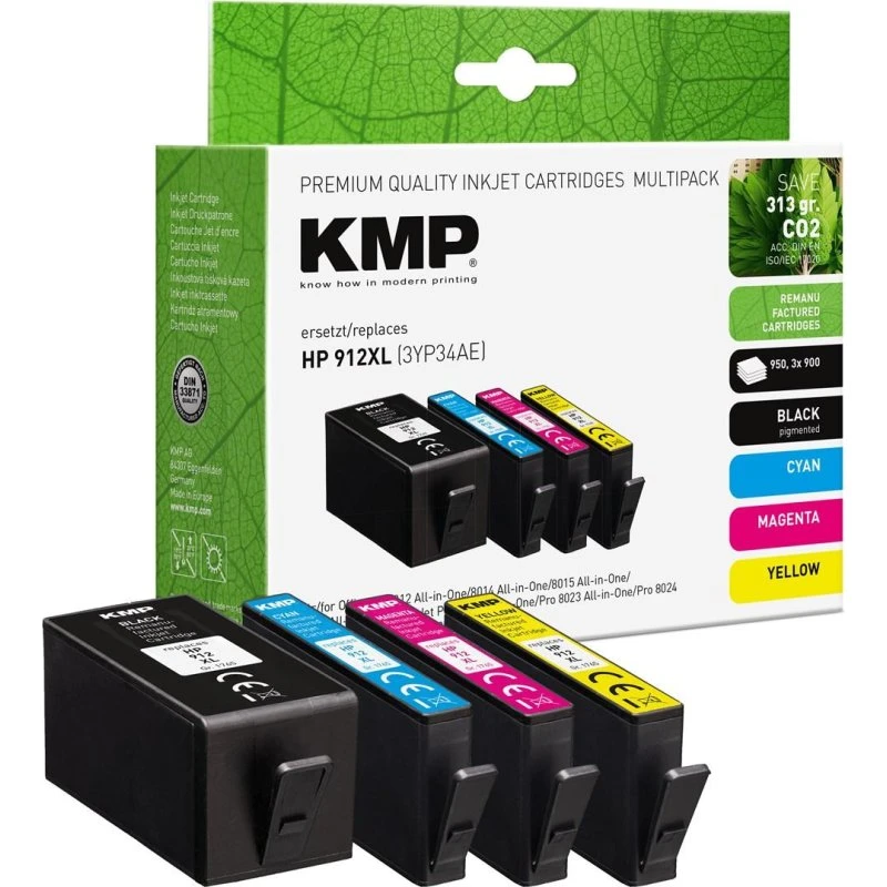 KMP 1765,4005 XL Blækpatroner kompatibel med HP 912XL - 4 stk.