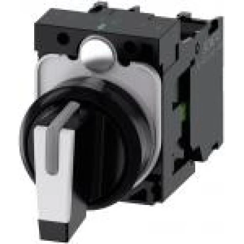 Siemens Omskifter I-O-II, 22mm, sort/hvid, 3 positioner