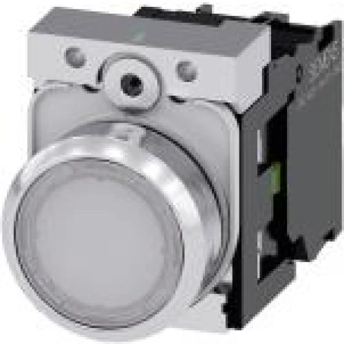 Siemens Lystryk trykknap, hvid, 22 mm, metal, 1NO, LED 24V