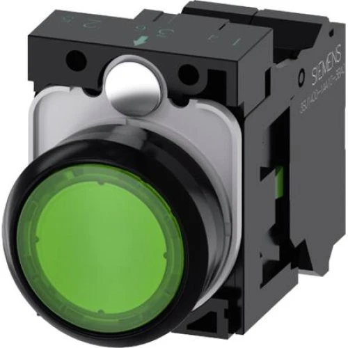Siemens Lystryk 22mm Grøn 24V med LED og Holder