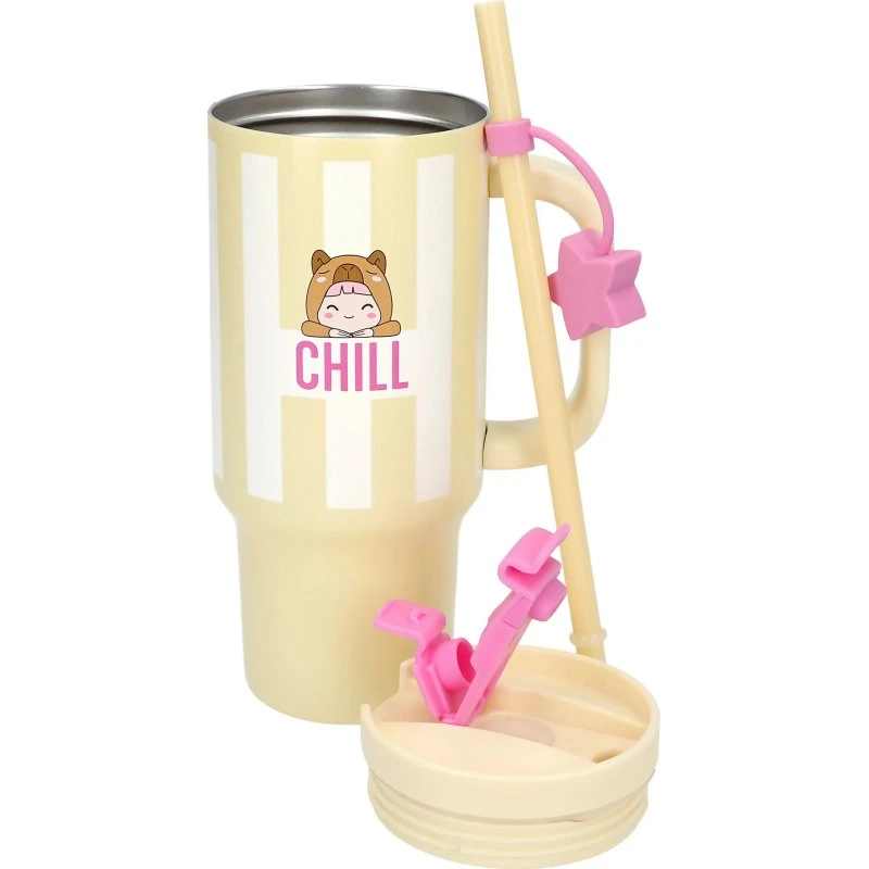 Penfection Chill To Go Kop med sugerør - Smørgul - 470 ml