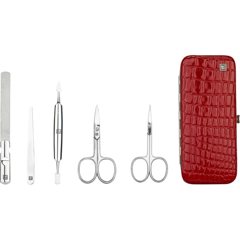 Zwilling Classic Manicure Neglesæt - 5 dele i rødt læderetui