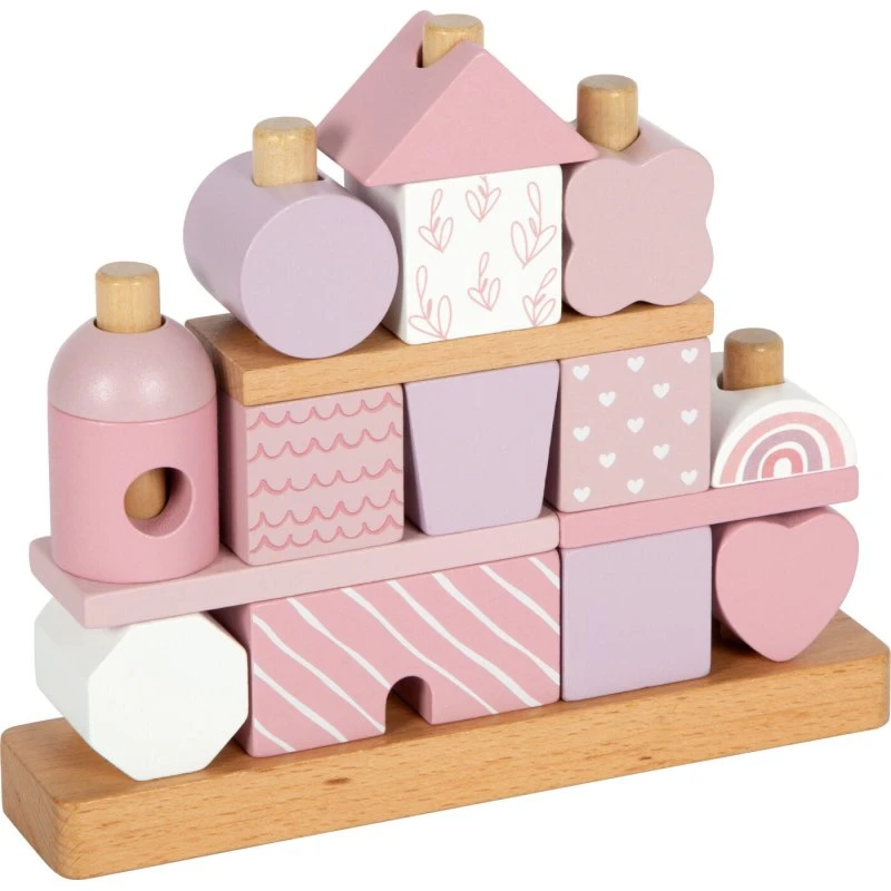Small Foot Wooden Stacking House Pink - 18 stk.