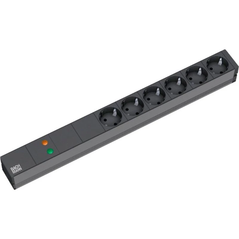 Bachmann IT PDU Basic 6-stik 16A Sort 1U 19" 2m