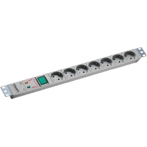 Bachmann Rack-stikdåse 1U 19" 7-stik 16A Grå 2m