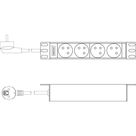 DIGITUS 4-Port 1U Aluminum PDU - 4000W CEE 7/7