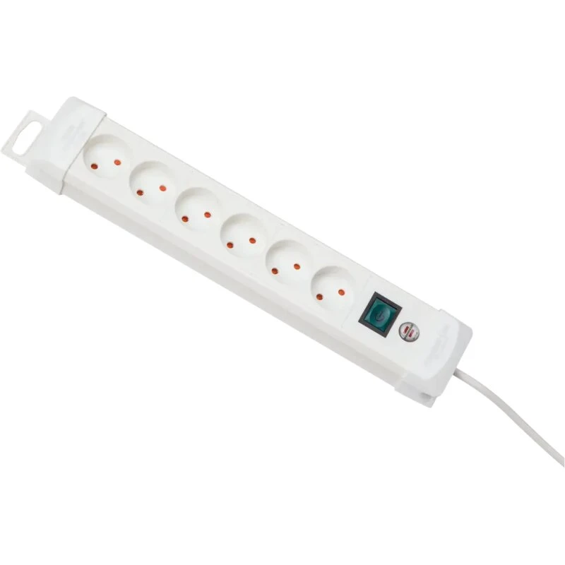 Brennenstuhl 6-vejs stikdåse uden jord med afbryder, 3 m