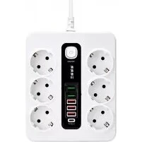 INF EU 6-stik med 5 USB-porte og 1 USB-C