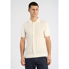 Lindbergh Cable kortærmet cardigan – pearl white