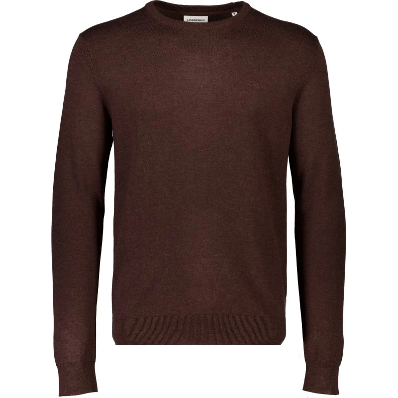 Lindbergh O-Neck striktrøje, dk brown mel, S