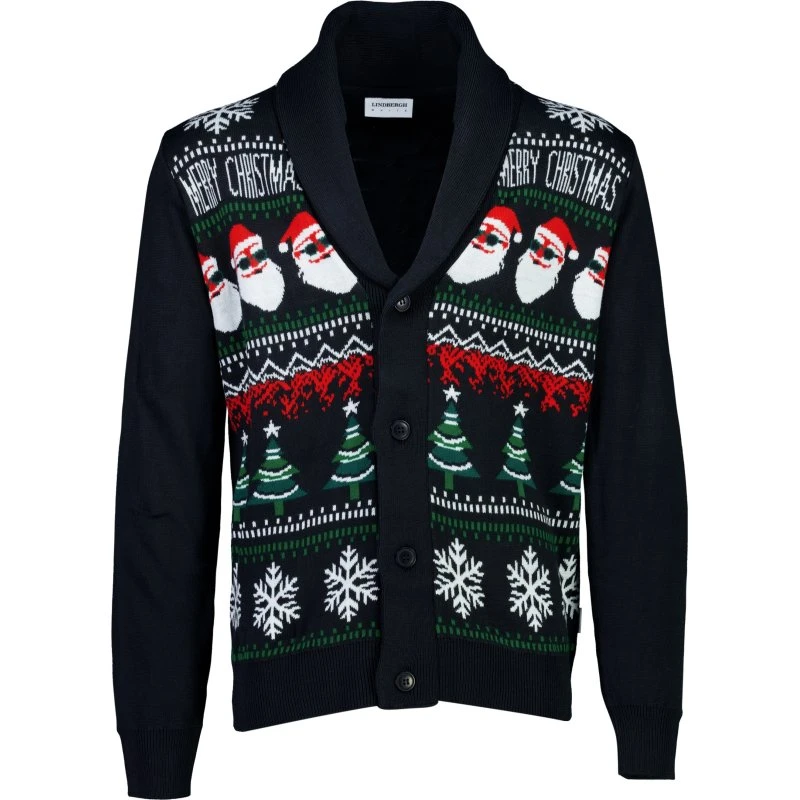 Lindbergh Xmas shawl collar cardigan - Sort XXL