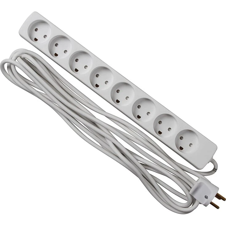 Thorkild Larsen Stikdåse 8 udtag med jord, 5 m, hvid