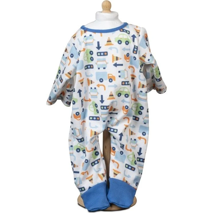 MaMaMeMo Jumpsuit til dukke 45 cm - Blå med køretøjsprint