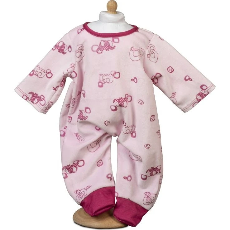 MaMaMeMo Jumpsuit til dukke 45 cm, rosa med elefantprint