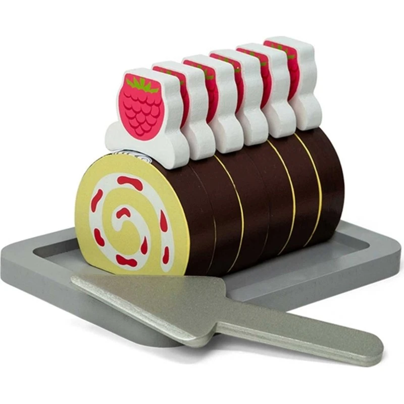 MaMaMeMo Roulade i træ med sølvfad – 9x6x5 cm