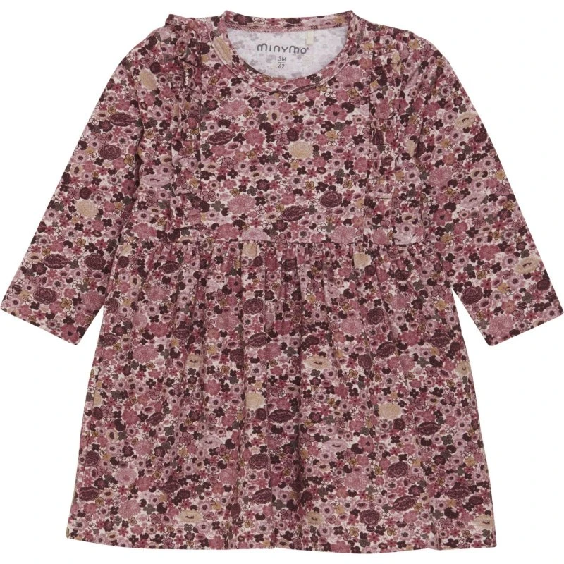 Minymo Dusty Rose Kjole AOP Økologisk bomuld