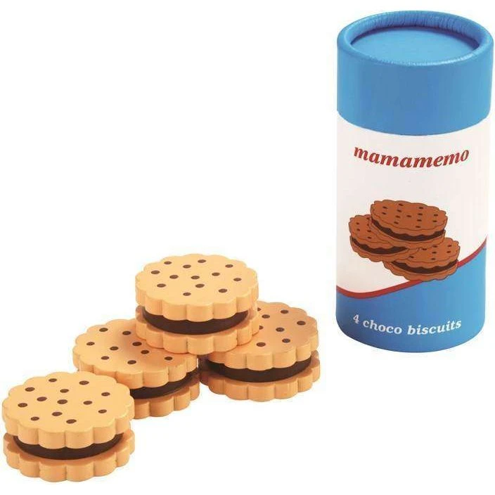 MaMaMeMo Chokoladekiks i træ, pakke med 4 stk