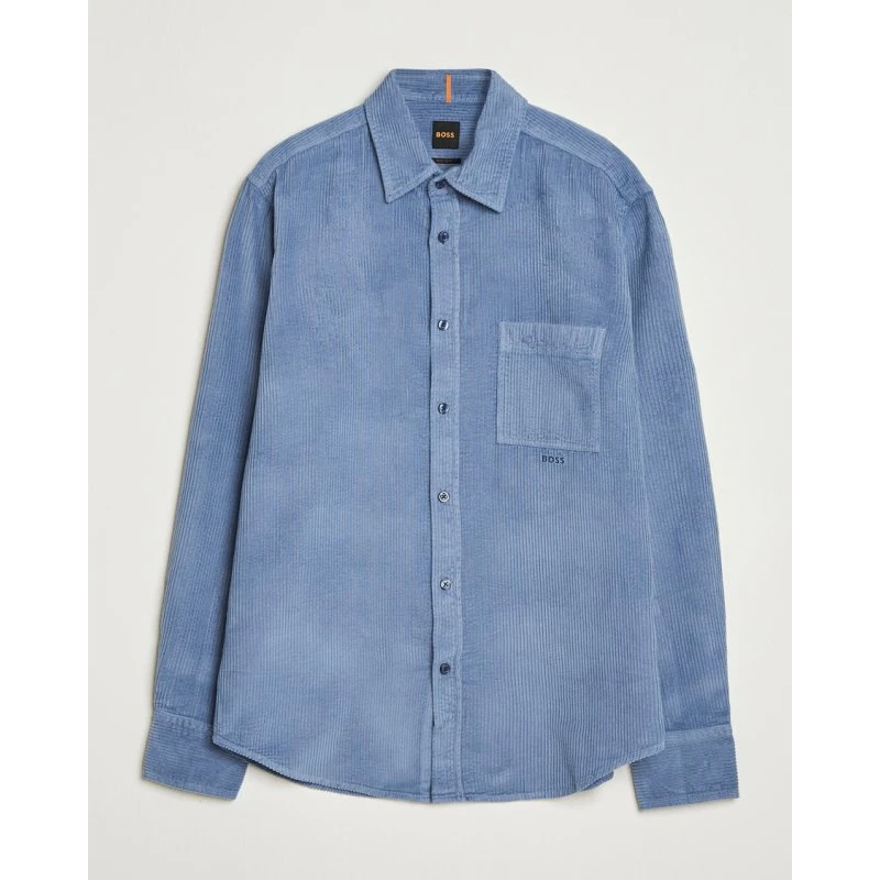 BOSS Orange Relegant Corduroy Skjorte Open Blue