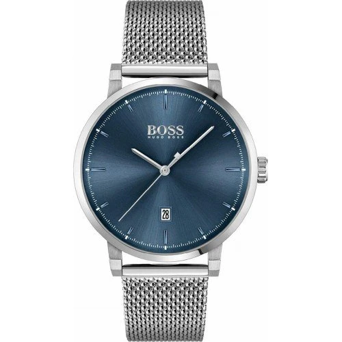 Hugo Boss Herreur Ø42 mm, blå skive & stålmesh (1513942)