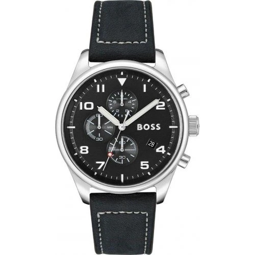 Hugo Boss 1513987 herreur Ø44 mm - sort urskive & sort læderrem
