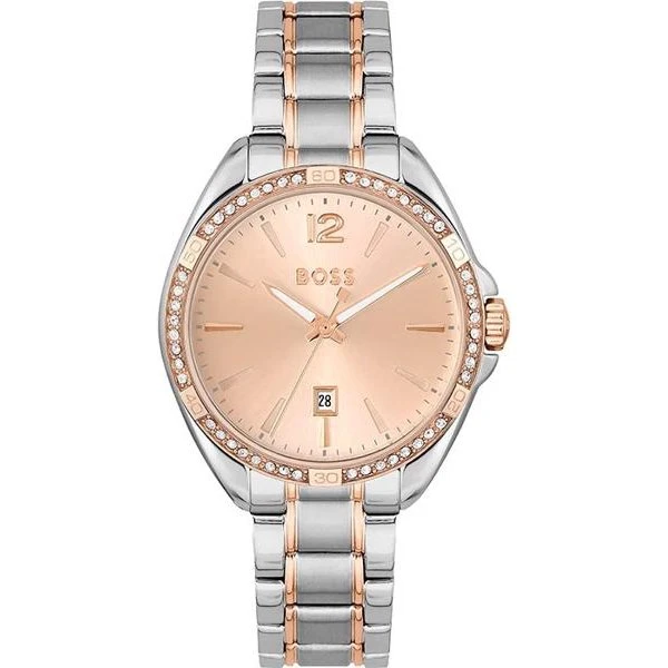 Hugo Boss Felina 1502622 – 32 mm, forgyldt/stål, rosa urskive