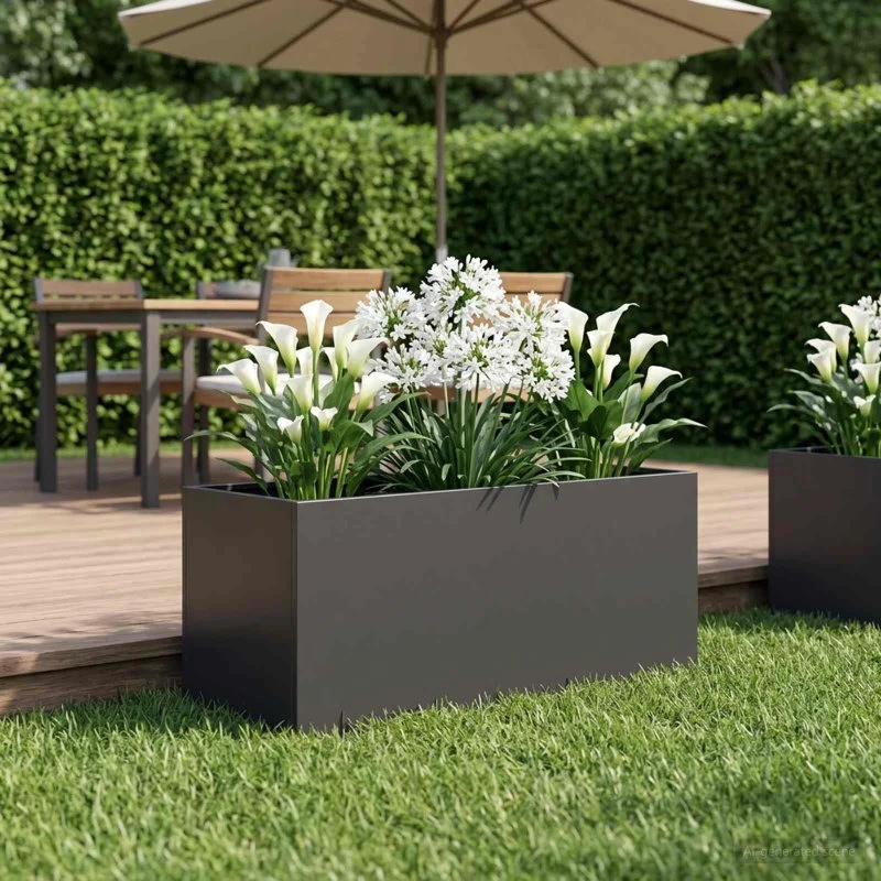vidaXL Have Blomsterkrukke Sort 100 x 40 x 40 cm i koldvalset stål