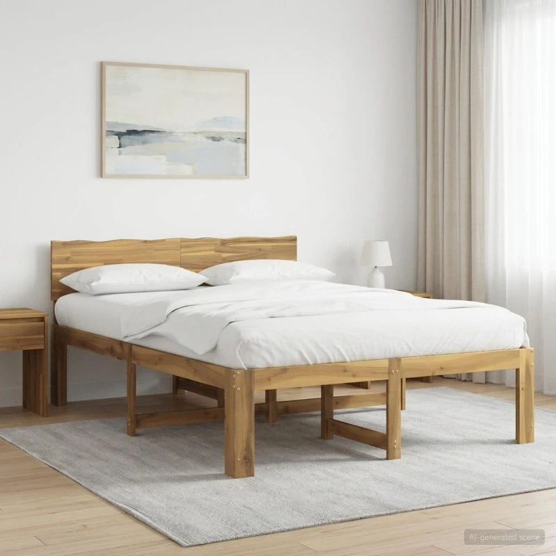 vidaXL ROSTOCK Dobbelt sengestel i akacietræ, Hvid 150 x 200 cm