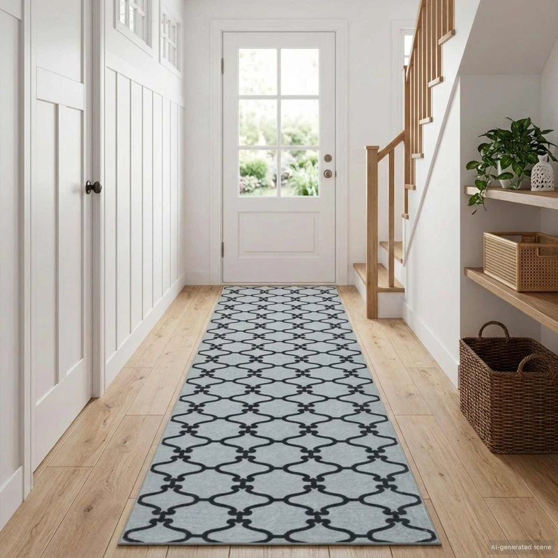 vidaXL Tæppe Runner ORIZ Sort Mesh Mønster 50x150 cm