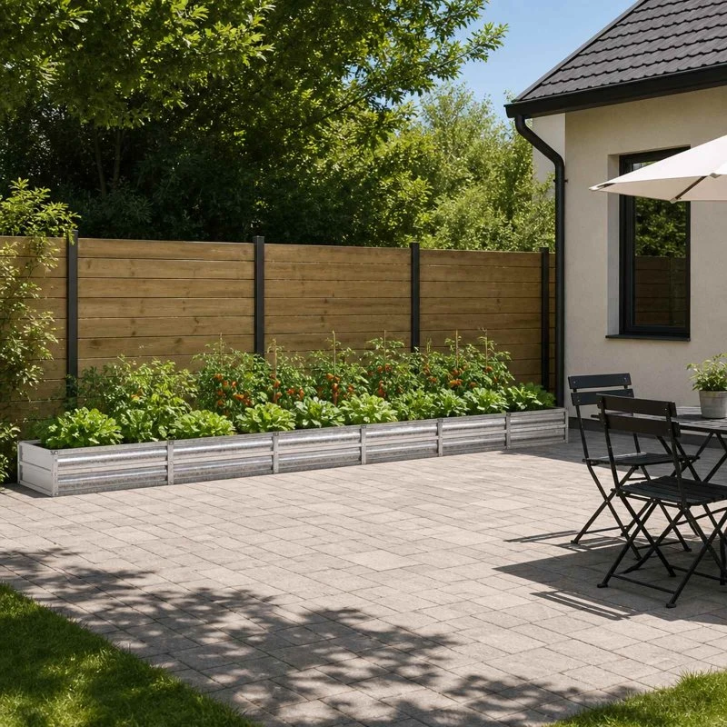 vidaXL Hævet Havebed Sølv 480 x 80 x 24 cm Galvaniseret Stål