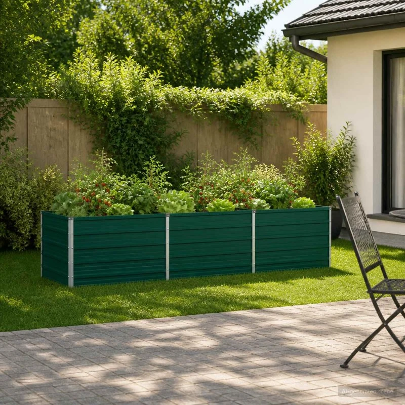 vidaXL Hævet Havebed i Grøn Koldvalset Stål - 240 x 80 x 55 cm