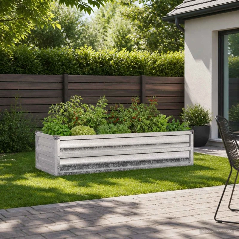 vidaXL Hævet Havebed Sølv 100 x 40 x 24 cm Galvaniseret Stål