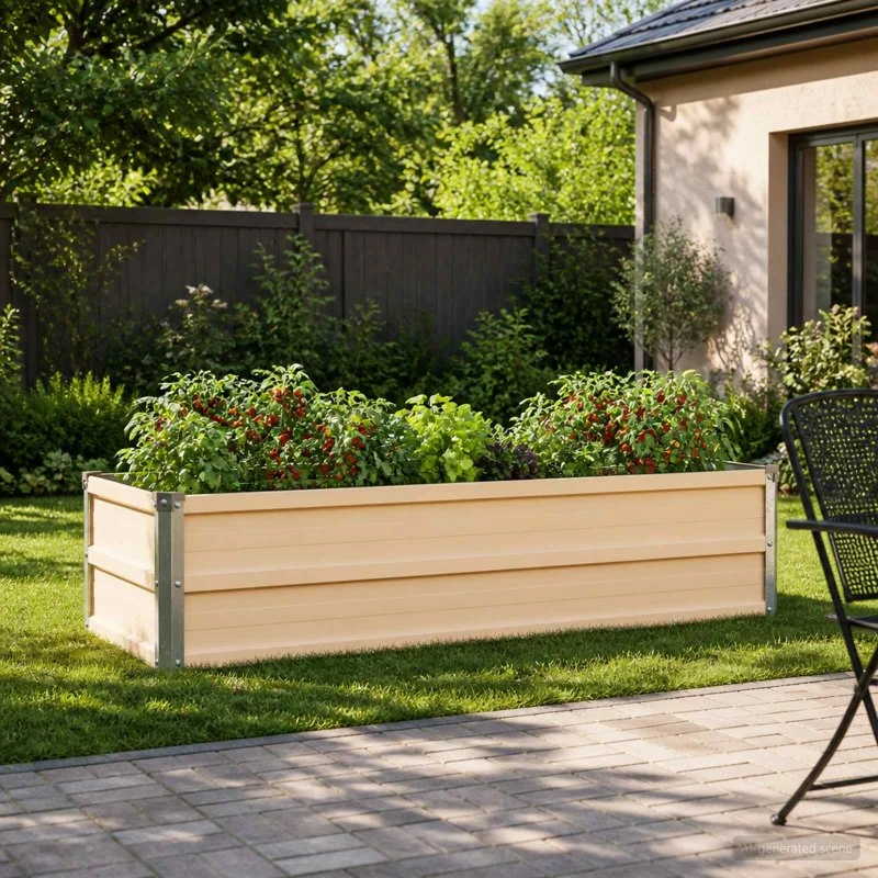 vidaXL Hævet Havebed Elfenben 100 x 40 x 24 cm i koldvalset stål