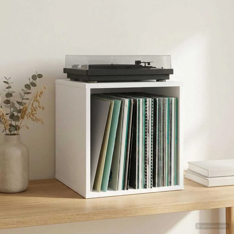 vidaXL Vinylalbum kasse, Hvid, 37 x 36,5 x 38 cm