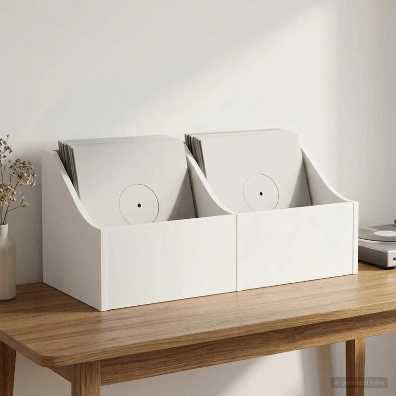 vidaXL LP pladeæske 2 stk. Hvid 37 x 33 x 32 cm