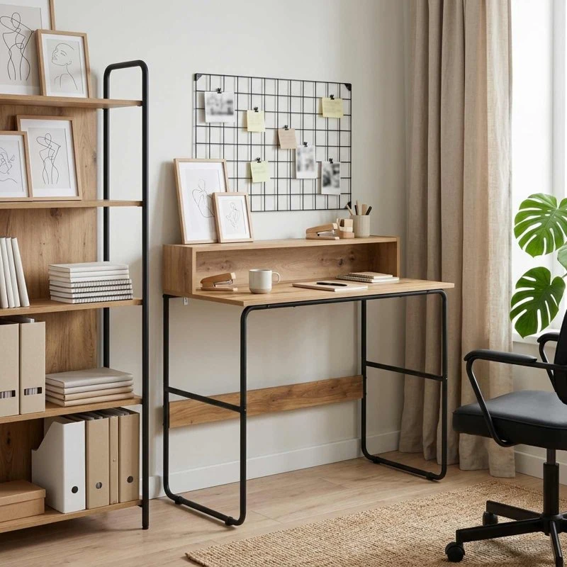 vidaXL Skrivebord med opbevaring Artisan-eg 100 x 50 x 91 cm