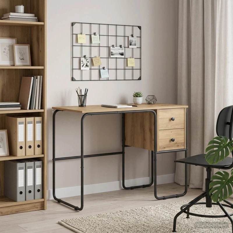vidaXL Skrivebord med opbevaring Artisan-eg 100 x 50 x 75 cm