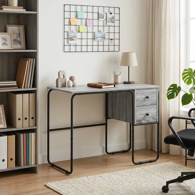 vidaXL Skrivebord med opbevaring Grå Sonoma 100 x 50 x 75 cm