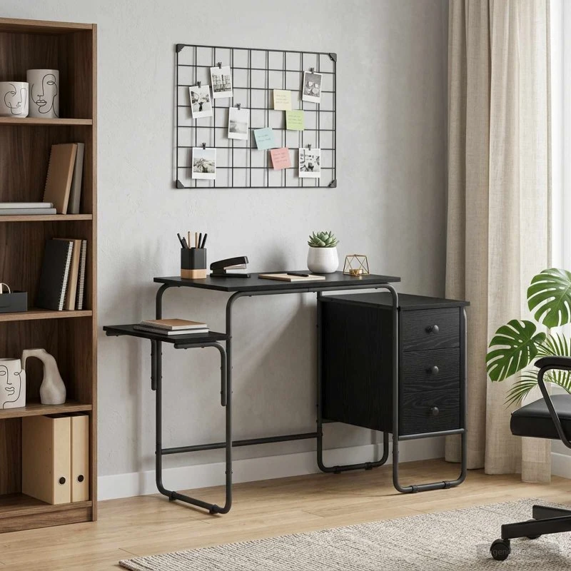 vidaXL Skrivebord med opbevaring, Sort eg, 120 x 50 x 75 cm