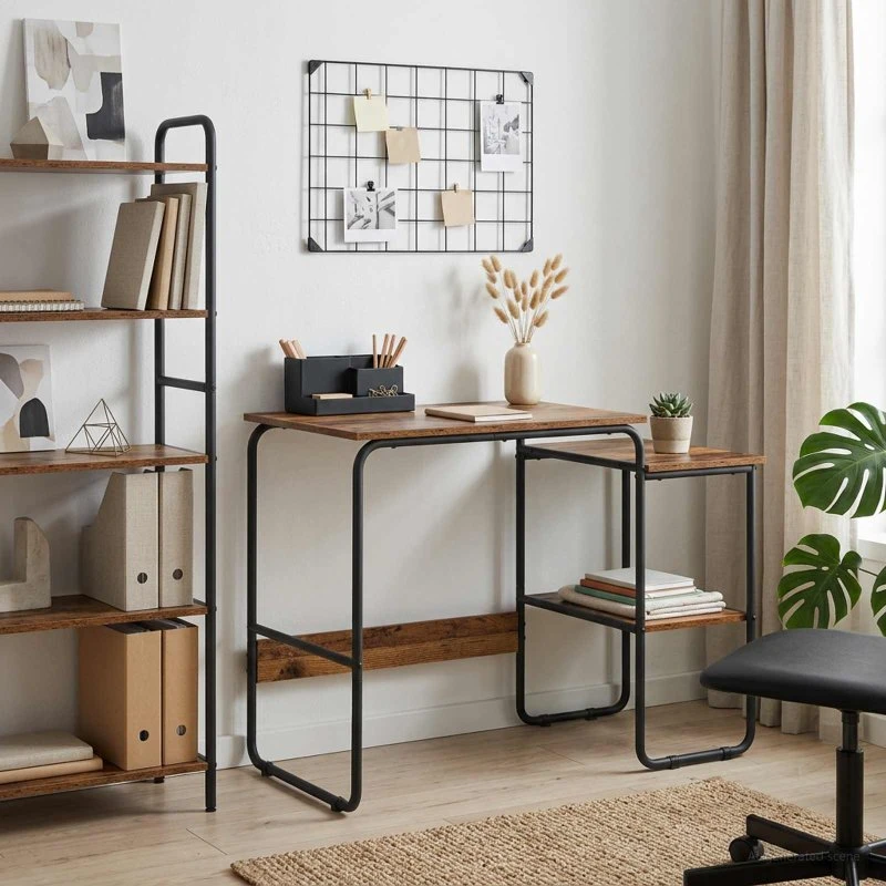 vidaXL Skrivebord med opbevaring i gammelt træ, 100 x 50 x 75 cm