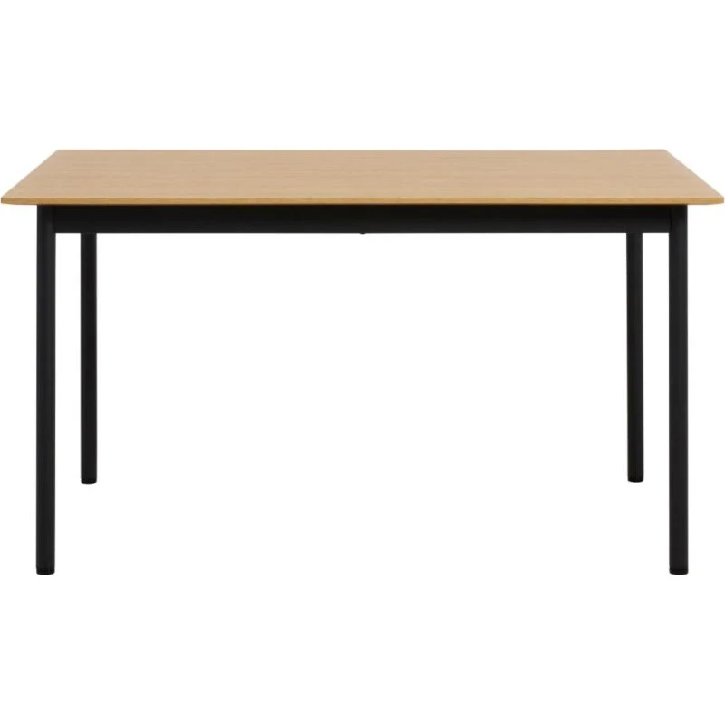 Pensacola Spisebord i Egetræs-look, 140x85 cm med sorte metalben