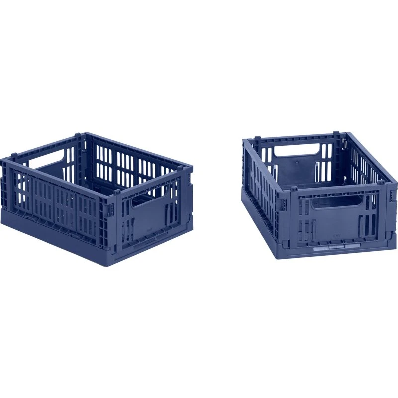 HAY Colour Crate Mini Opbevaringskasse, mørkeblå, 2 stk.